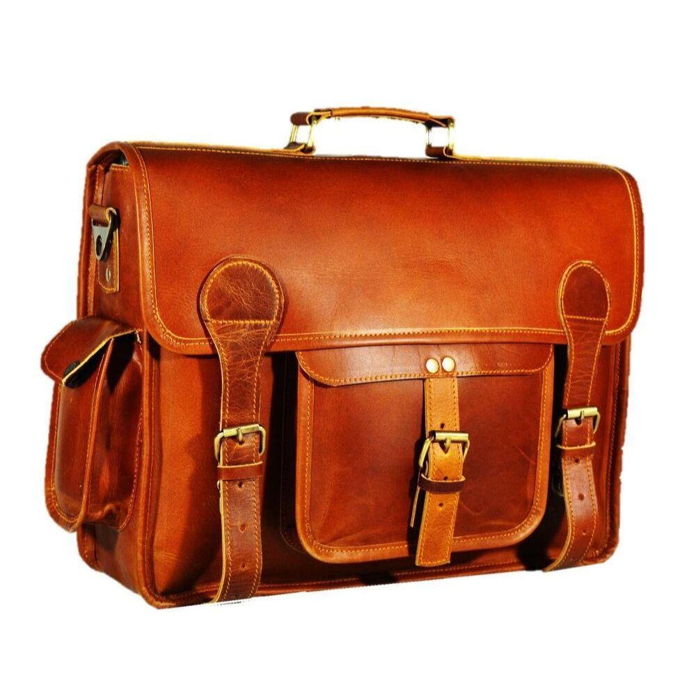 Мужская сумка-мессенджер из натуральной коричневой кожи из натуральной винтажной сумки — фото 3