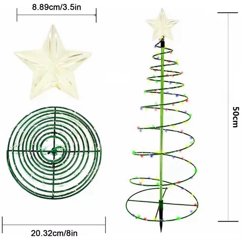 Christmas Tree Garden Decorative Lights Stars LED Solar Ground Light Solar Energy Lamp Coil Shape Sun Lamps