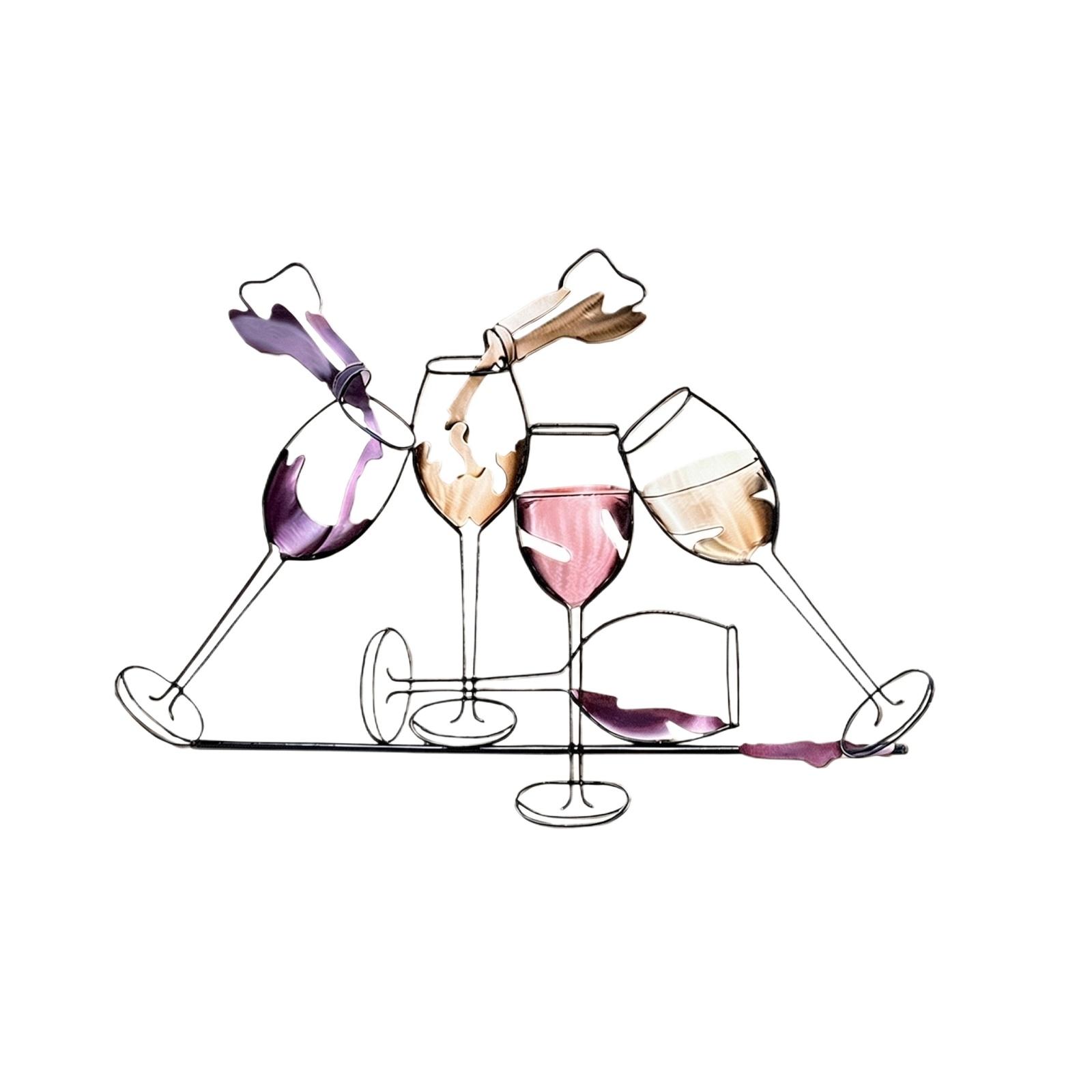 

Metal Wall Art Wine Glass Silhouette Sculpture Creative Rust Finish Decorative Iron Craft for Home Bar Restaurant Wall Hanging one size