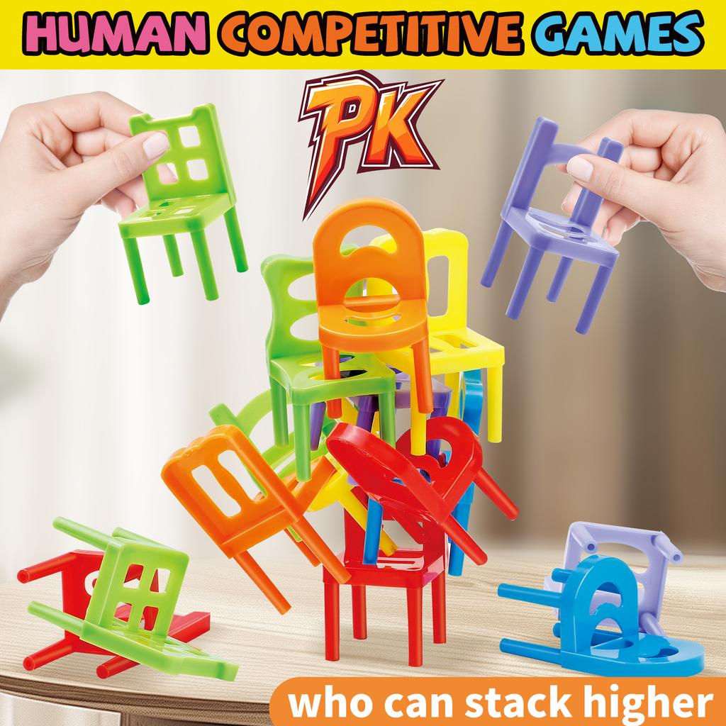 Building & Stacking Chair Set: Educational Toy for Family Gatherings, Random Colors/Styles, Christmas/Halloween/Thanksgiving