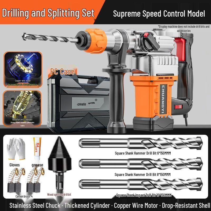 Industrial Grade Multi-Functional Heavy Duty Electric Hammer with Three-in-One Impact for Professional Engineering and Chiseling