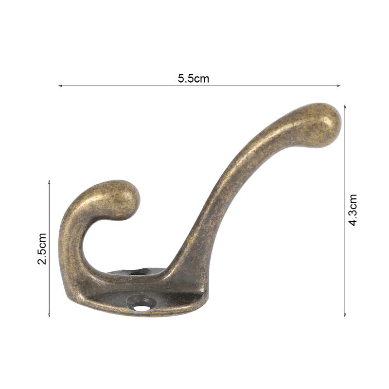 10/20Pcs Coat Hooks Wall Mounted Heavy Duty Dual Coat Rack Bronze Vintage Clothes Hanger With Screw for Door Coat Hooks Bathroom