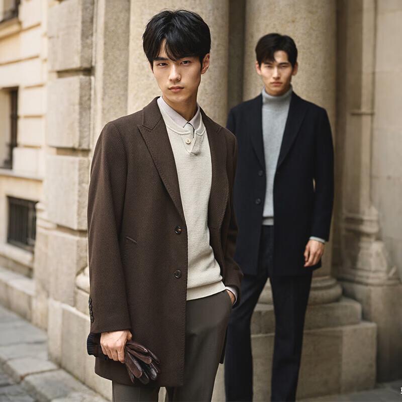 Baoxiniao Men's Mid-Length Pure Wool Overcoat