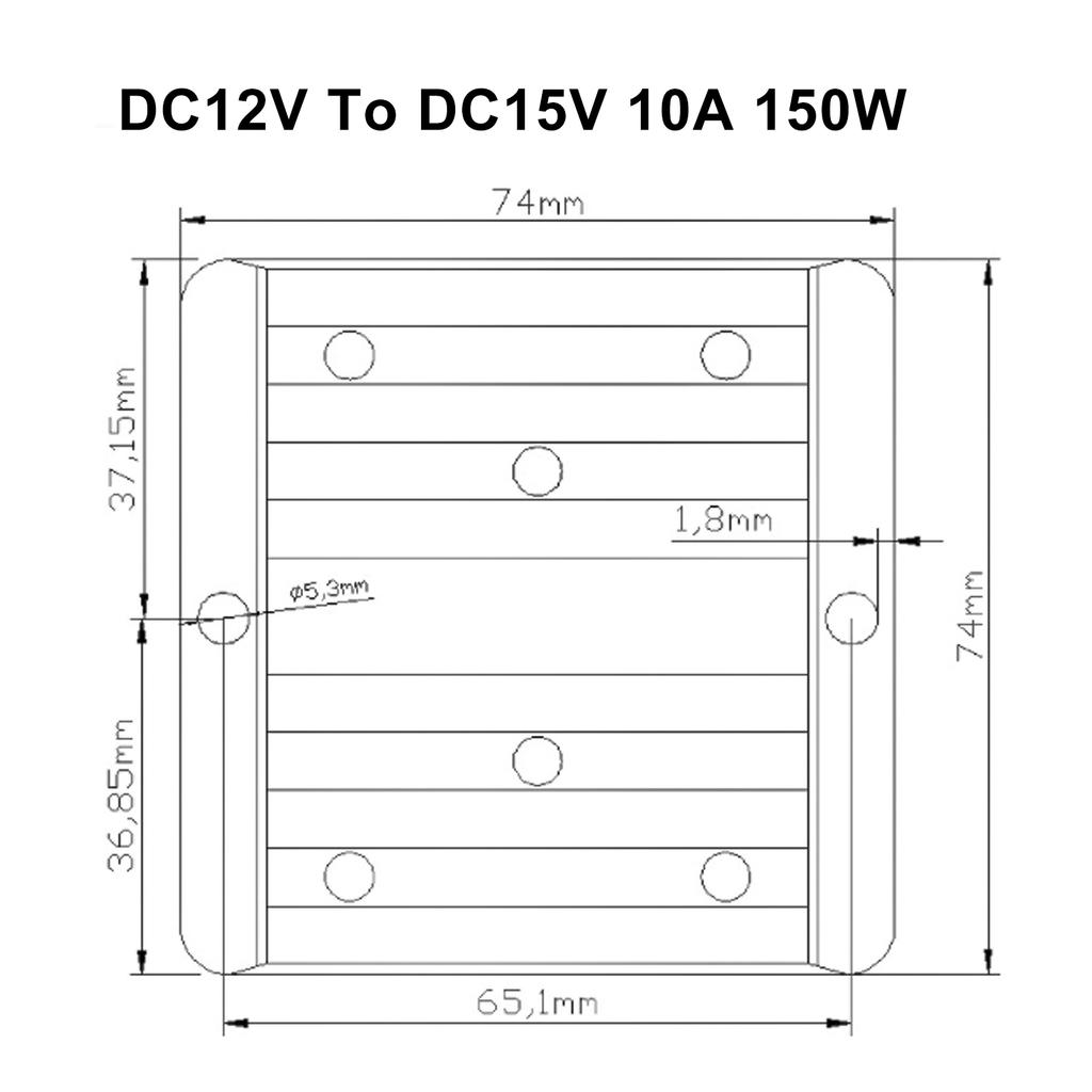 Waterproof DC/DC Converter Regulator 12V Step Up to 15V 10A 150W