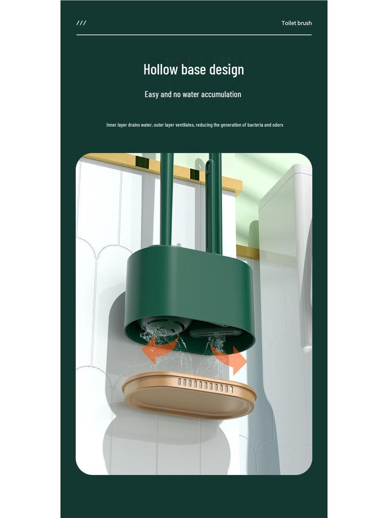 Wall-Mounted 3-in-1 Drainable Toilet Brush Set for Bathroom Corner Cleaning