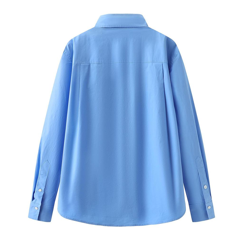 2026 Spring Women's Loose Long-Sleeve Shirt with Detachable Tie Collar