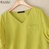 ZANZEA Women Casual V-Neck Summer Short Sleeve Blouse