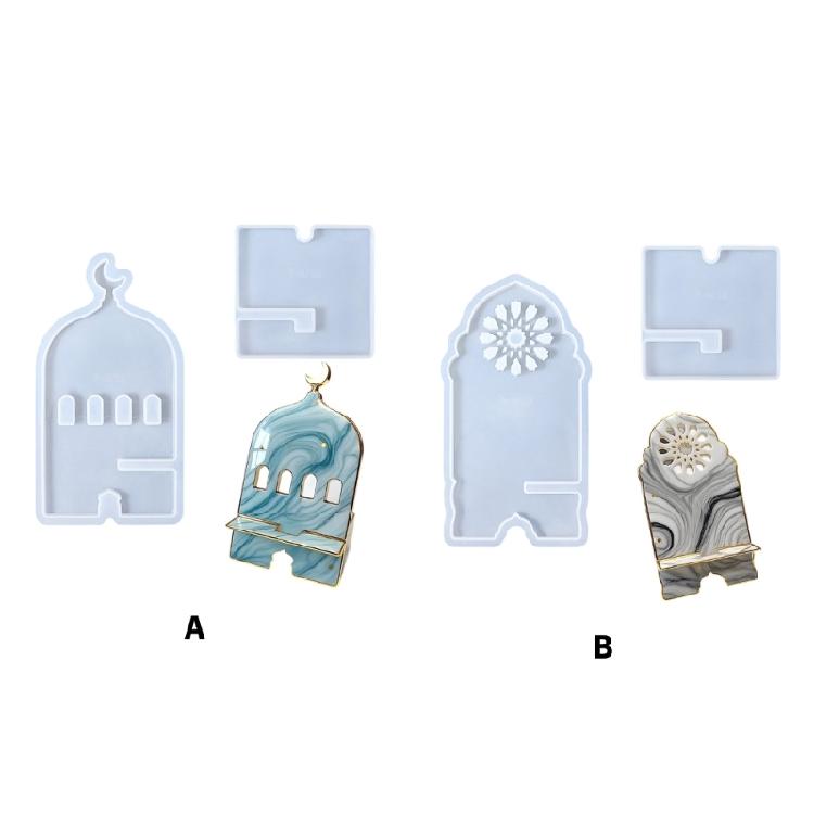 Portable 2 Piece Phone Stand Crafting Mold Middle Eastern Inspired Design with Removable Parts
