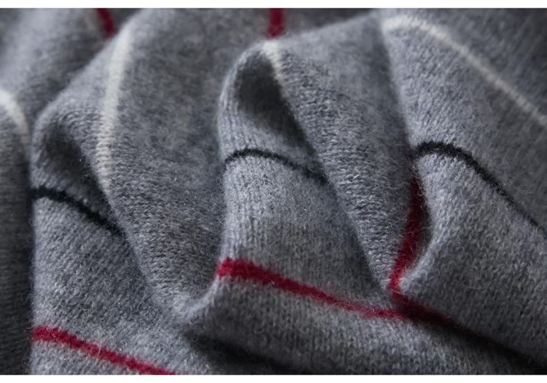 100% Cashmere Women's Color Block Stripe Round Neck Sweater - Autumn/Winter Loose Fit Retro Knitwear Top