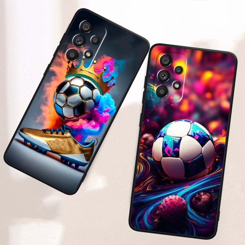 Fashionable football cool Phone Case For Samsung A73 A72 A71 A55 A54 A53 A52 A51 A13 A22 A16 A15 A12 A14 A26 A07 5G Black