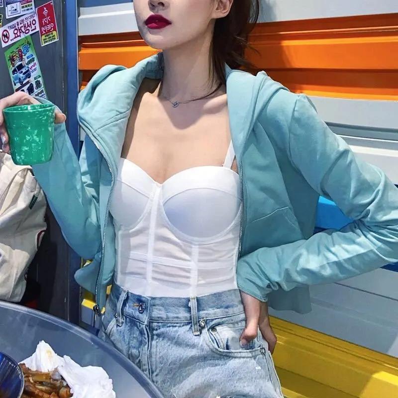 Sexy móda Mesh Push Up Bralet Dámský korzet Prsatější podprsenka Ustřižená vesta Velké spodní prádlo Košilka