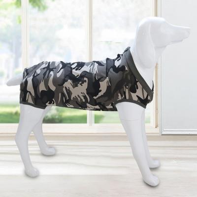 Haustier Erholungsanzug Hochelastischer Camouflage-Druck Hunde-Jumpsuit Pyjama OP-Kittel Weste Wickel für Kleine Mittelgroße Große Hunde Katzen