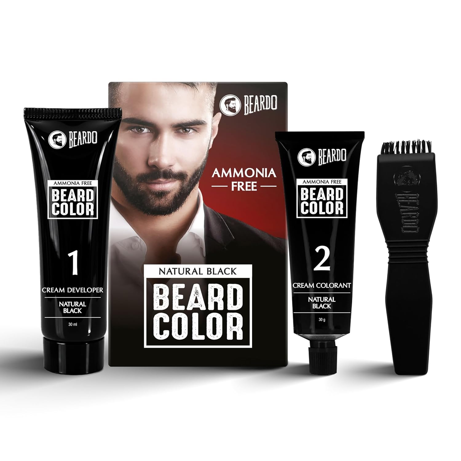 

Beardo Beard Color For Men Natural Black 60 ml Long Lasting No Ammonia Easy Apply No Stain Beard Hair Dye Skin Friendly
