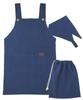 ON NISHIKI Kids Apron Set 3-Piece Cotton Navy Apron Triangle Bandana Drawstring Bag Skin-Friendly Lightweight Elementary School with Pocket