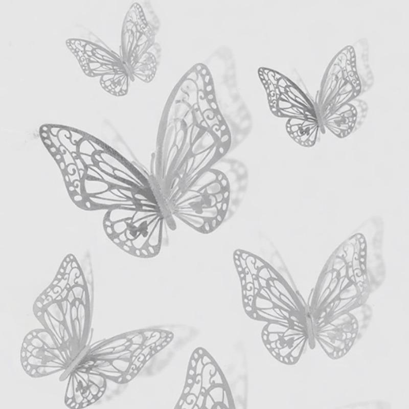 

12/24pcs 3D Hollow Butterfly Wall Stickers Laser Reflective Dot Multi-color Home Cabinet Decoration Sticker Removable Stickers 1bag(12pcs)