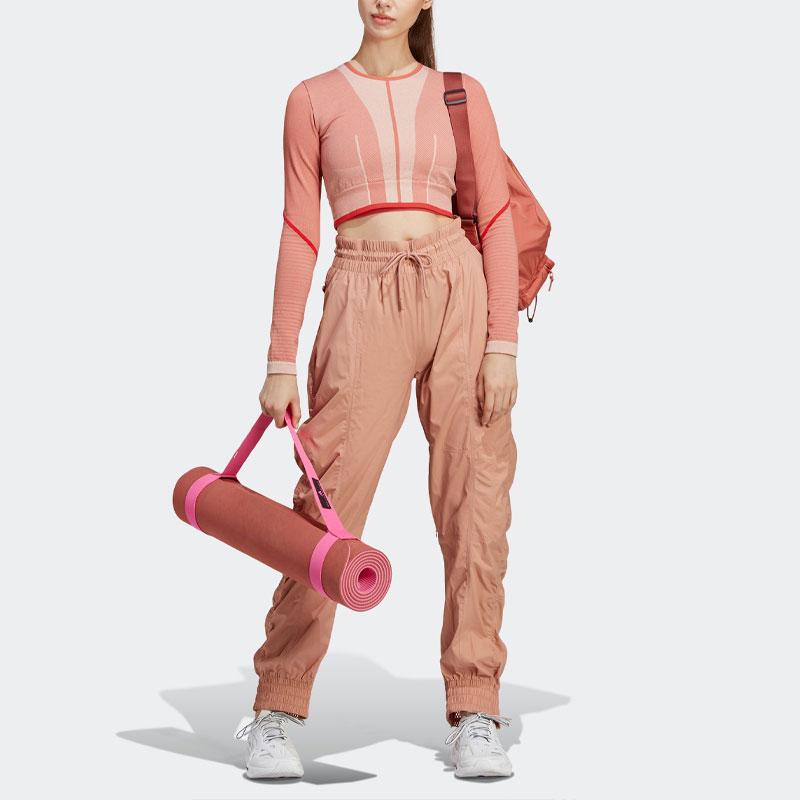 Adidas Truecasuals Woven Pants With High Waist And Drawstring Cuffs Women Bottoms Light-Apricot HY6274