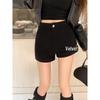 2023 Women's High-Waisted Fleece-Lined Black Bootcut Shorts - Thick, Slimming, Casual Fall/Winter Outerwear