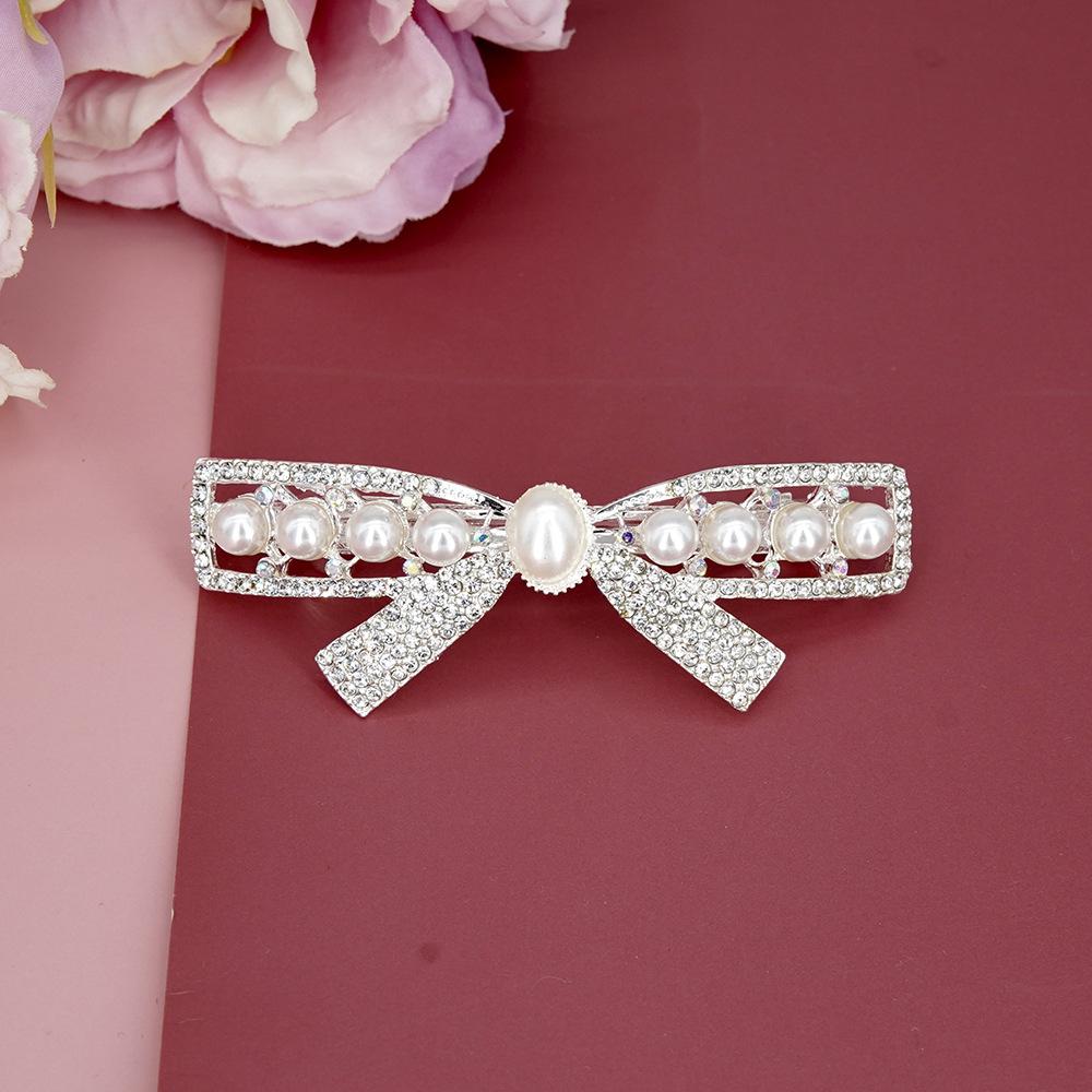 Elegant Barrettes for Woman White Pearl Shiny Fine Rhinestone Grains Hair Clips Korean Fashion Headwear