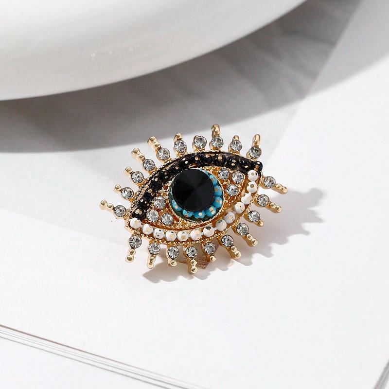 Vintage Minimalist Angel Eye Rhinestone Brooch, French Devil Eye Brooch for Women