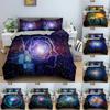 Set di biancheria da letto Galaxy con motivo di fantascienza, copripiumino stampato, copripiumino singolo king size con federa