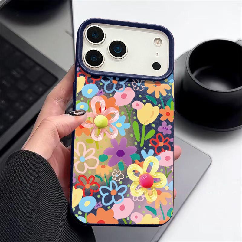 Artistic Full-Cover Gradient Floral Pattern Flexible Shockproof TPU Case for iPhone 17 Pro Max Air 16e 16 15 14 13