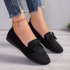Fashion Casual Fashion Round Toe Flat Shoes 2024 Spring and Autumn Solid Color Simple Non-Slip Wear-Resistant Bow Women's Low-top Shoes