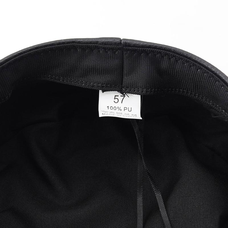 Gotische Dunkle Baskenmütze Schiebermütze Malerhut Baskenmütze Bäckerjungenmütze zum Straßenbummel PU Flache Mütze Foto Requisiten