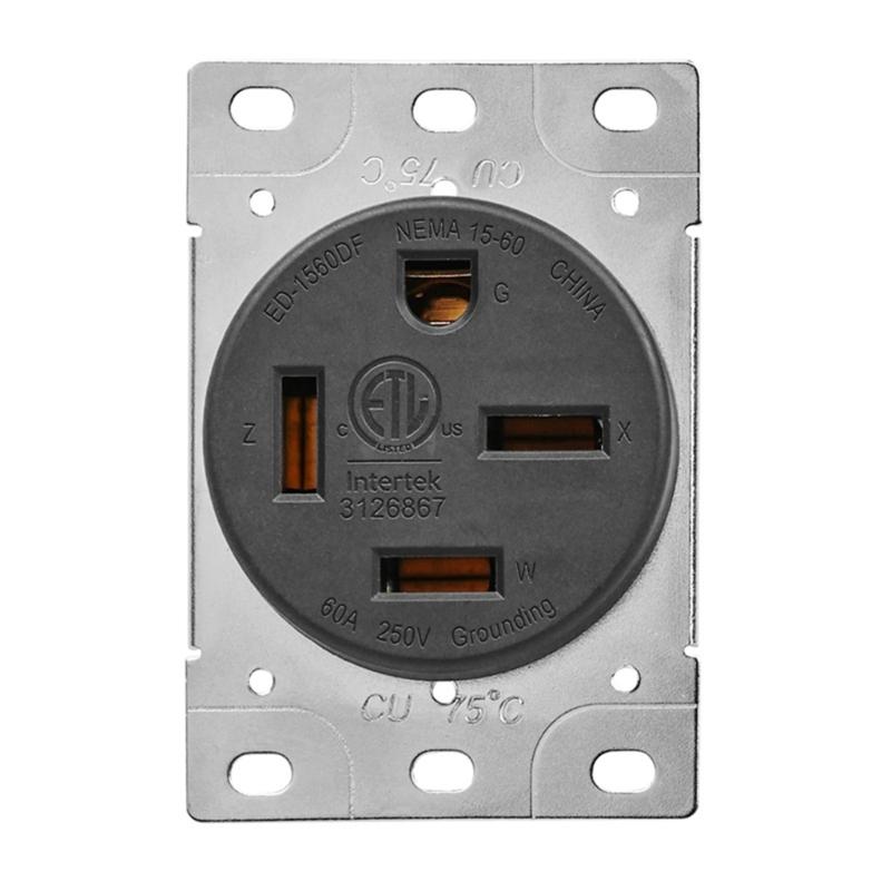 Powerful ED1560DF 60Amp NEMA 15-60R Outlet Industrial Socket Gold Plated Connectors Commercial Receptacle