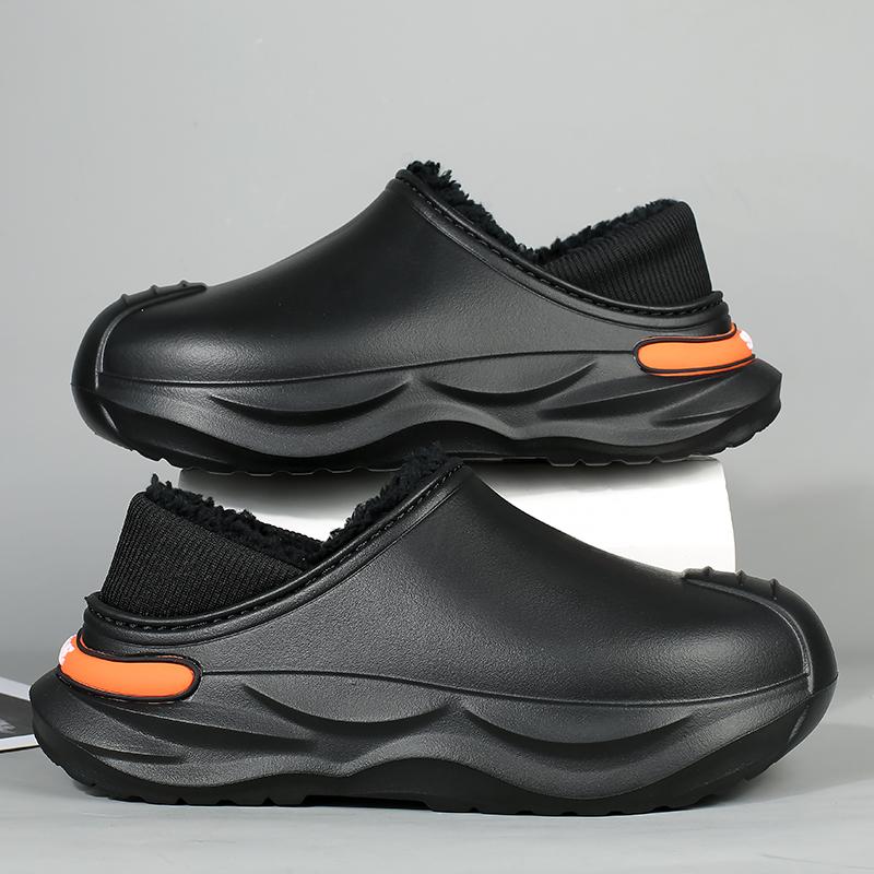 

Зимние мужские теплые тапочки Хлопковые тапочки На каблуке Уличные Домашние Теплая обувь Мужские Домашние Тапочки Плюшевые Теплые Тапочки 38-45 38-39 чёрный/оранжевый