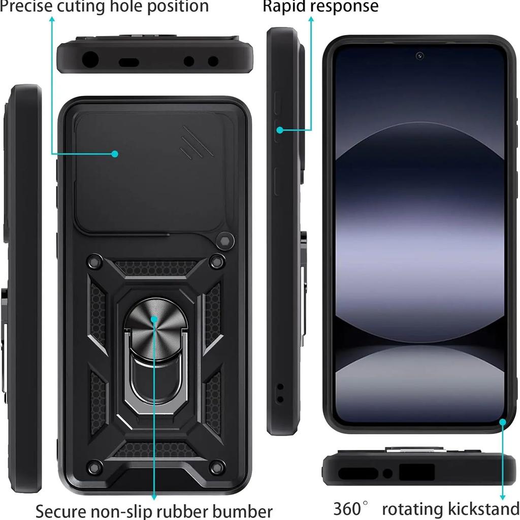Armor Case For Xiaomi Redmi Note 14 5G  Cover Lens Protection With Ring Magnetic Holder Coque Fundas