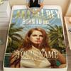 1PC Lana Del Rey Fan Art Custom Name Patterned Flannel Blanket Suitable For All Seasons For Home Decor Warmth And Comfort Gifts Holiday Present