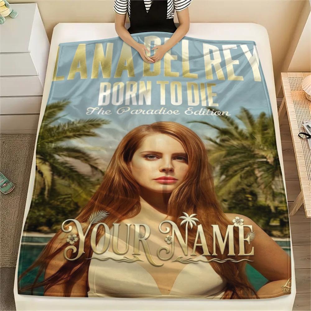 1PC Lana Del Rey Fan Art Custom Name Patterned Flannel Blanket Suitable For All Seasons For Home Decor Warmth And Comfort Gifts Holiday Present