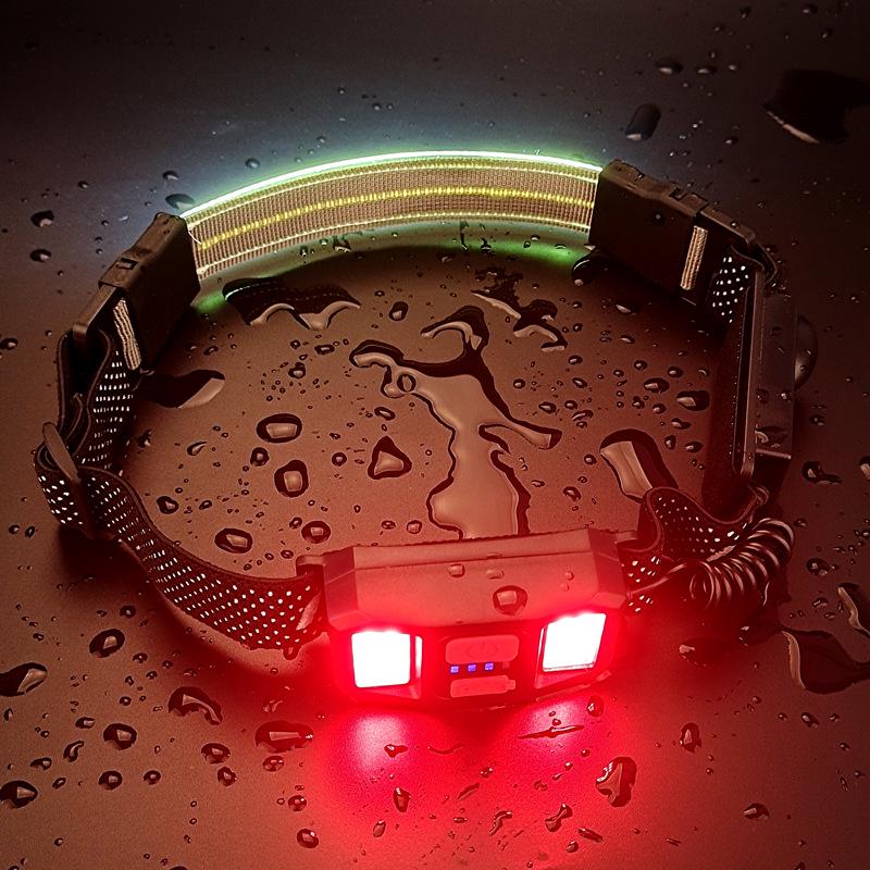 Rechargeable Motion Sensor COB Headlamp - Dual Light for Night Running, Camping, and Outdoor Use