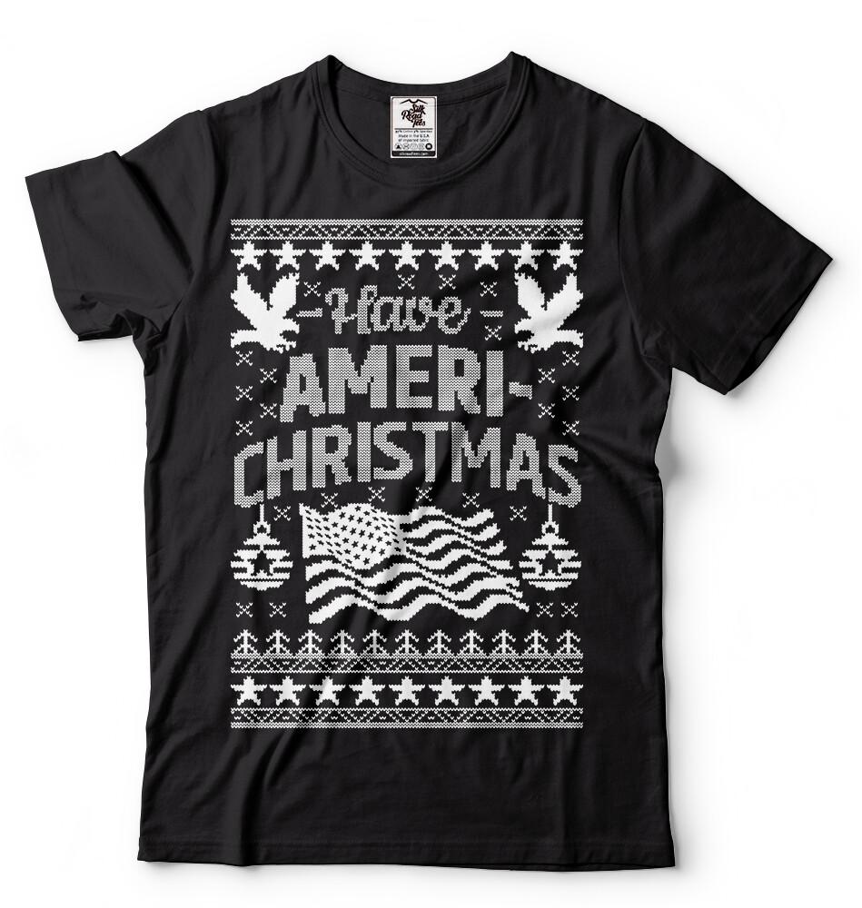 American Christmas T-shirt Have Ameri Christmas Mens Tee Shirt USA Flag tee 3XL