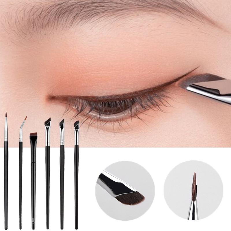 6PC Upgrade Blade Eyeliner Brush Ultra Thin Fine Angle Flat Eyebrow Brush Below The Eyelid Liner Contour Detail Makeup Brush Kit