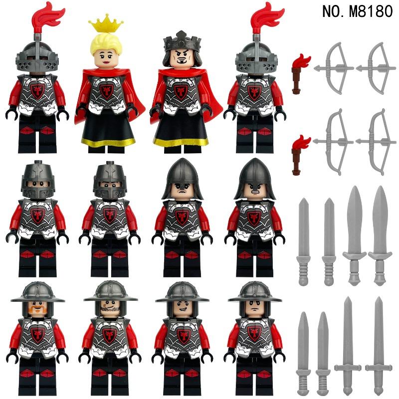M8180  Building Block Series Red Dragon Knight Patrol Minifigures Children's Small Particlebuildingblocktoys