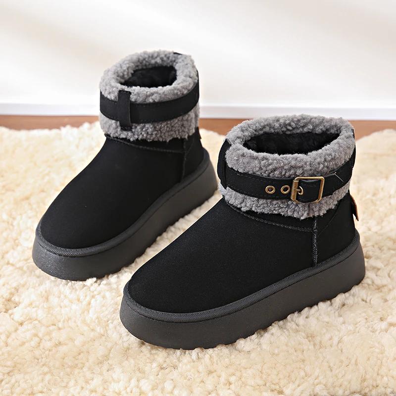 Short Boots Women Winter Warm Thickness Non-slip Shibuya Hairy Boots 2024 Personalized Fashion Snow Boots