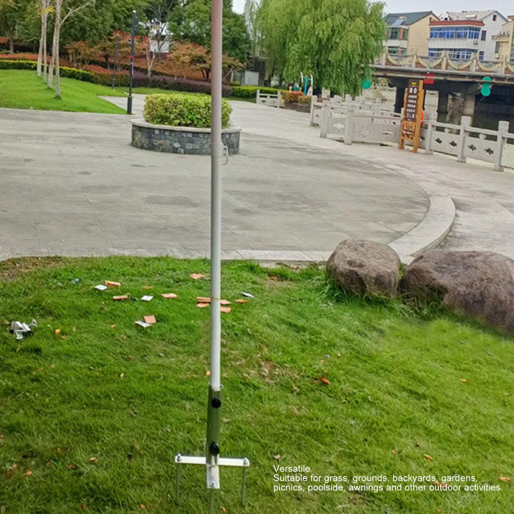 Patio Umbrella Stand Adjustable Umbrella Inground Stainless Steel Stand with 4 Spikes for Park Beach Garden