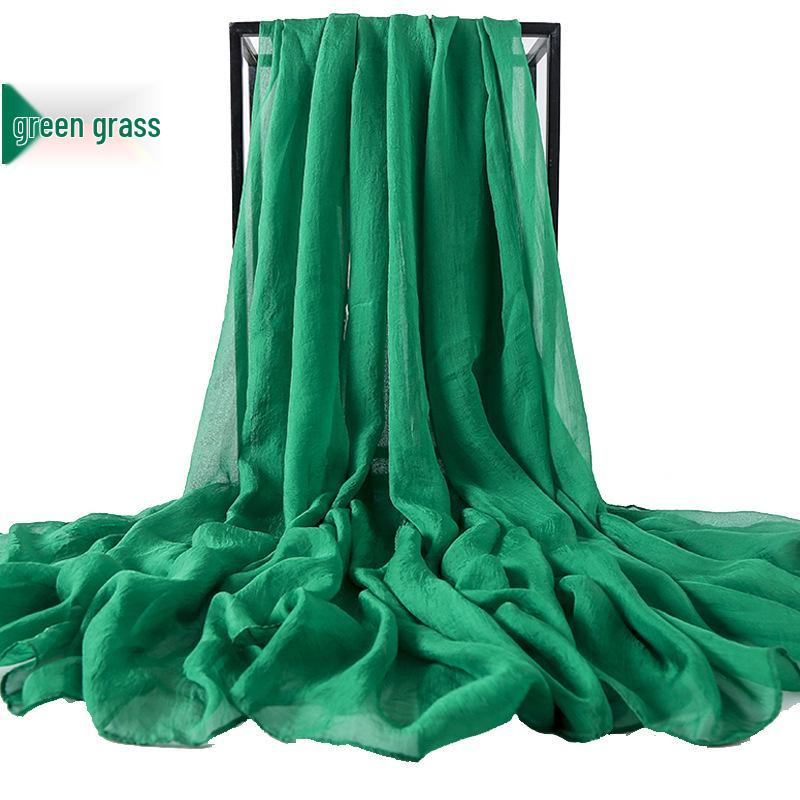 Foulard in Chiffon di Seta Monocolore Extra Lungo 3m x 2.3m: Protezione Solare e Sciarpa Asciugamano da Spiaggia da Viaggio