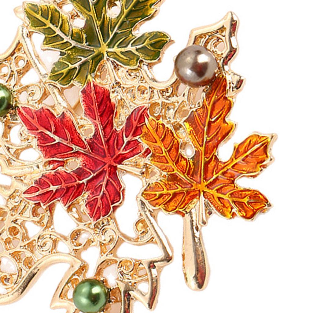 Elegant Maple Brooch for Women Vintage Inspired Alloy Crystals Embellished Accessory for Weddings Parties Daily Wear