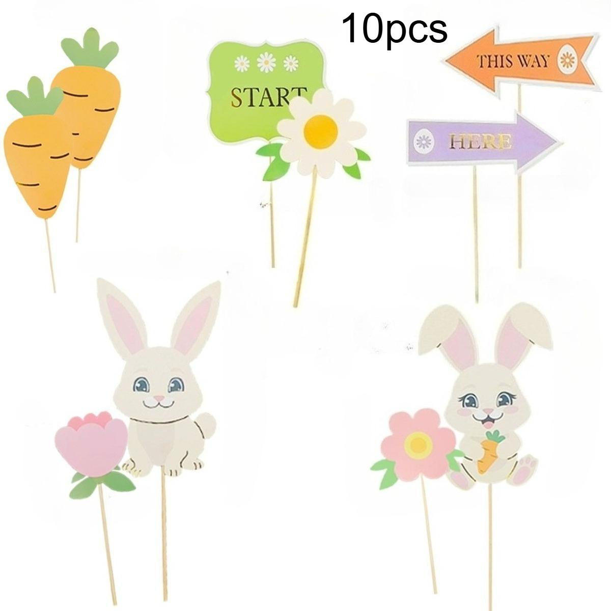 

10pcs Easter Party Decorations Garden Stakes Living Room Wall Garden Decoration Party Photography Props