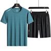 Men's Quick-Dry Ice Silk Sports Set - Lightweight, Breathable Summer Short-Sleeve Top and Casual Shorts