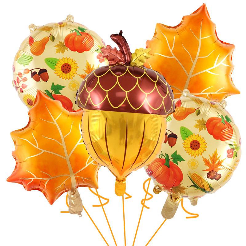 

Набор из пяти воздушных шаров для вечеринки в честь Дня благодарения, кленовый лист, сосновая шишка, тыква, алюминиевый шар, уличный декоративный реквизит Thanksgiving five-piece set 4