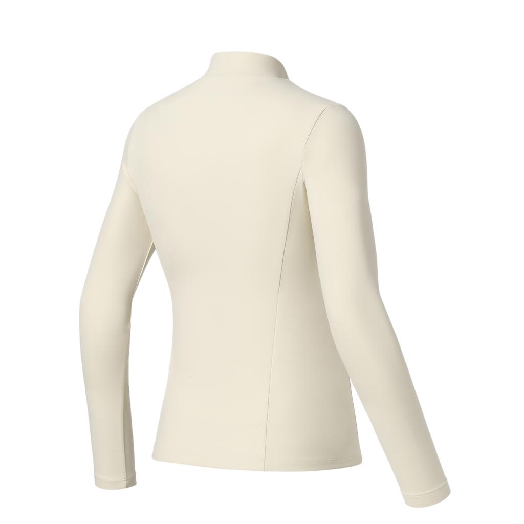 Li Ning Fitness Series Solid Color Sports Tight Comfortable Stand Collar Long Sleeve T-Shirt Women Tops Cloud-Apricot ATLR080-4