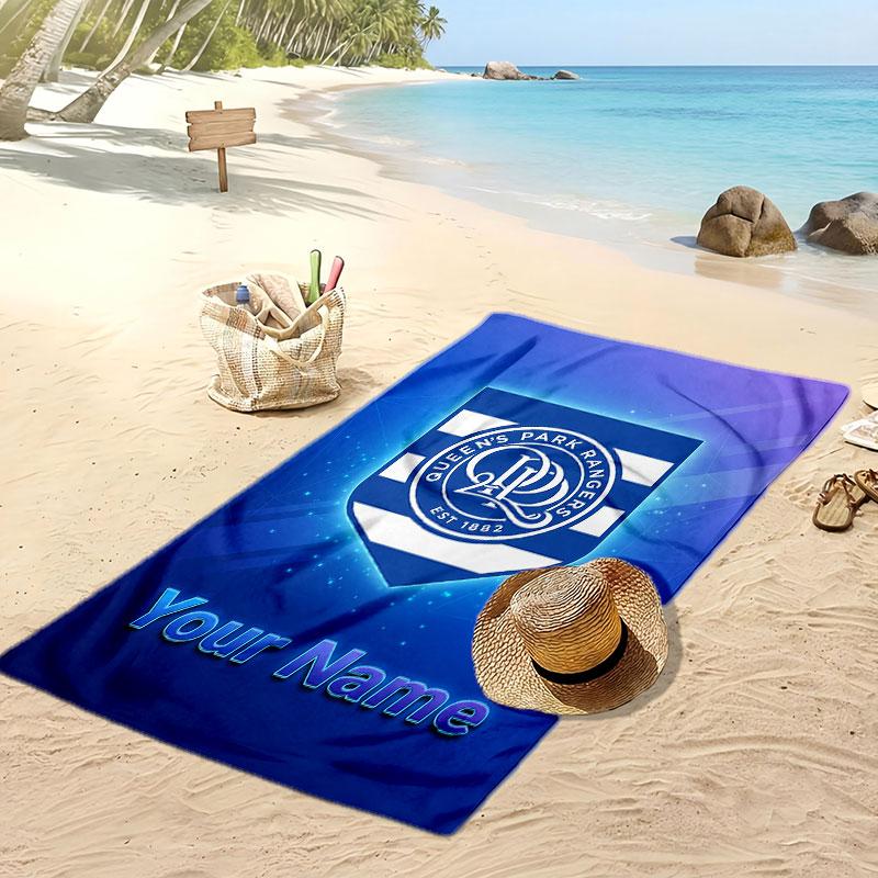 Queens Park Rangers FC Personalisiertes Bedrucktes Strandtuch Fußballlogo Unterstützung Benutzerdefinierter Name Text Saugfähiges Handtuch für Sport Reisen Besonderes Geschenk