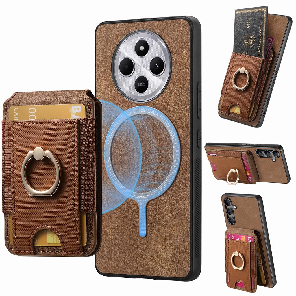 Phone Case For Xiaomi Redmi 14C 4G/14R 5G/Poco C75 4G Kickstand Leather Back Cover with Detachable Card Holder