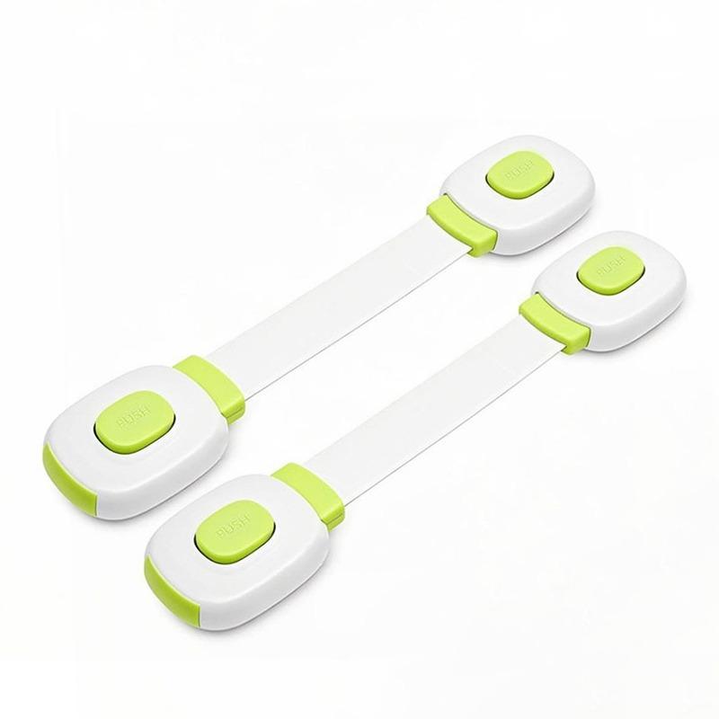 2PCS Baby Safety Lock Drawer Child Safety Cabinet Locks Adhesive Cabinet Drawer Door Latches Baby Safe Straps Adjustable