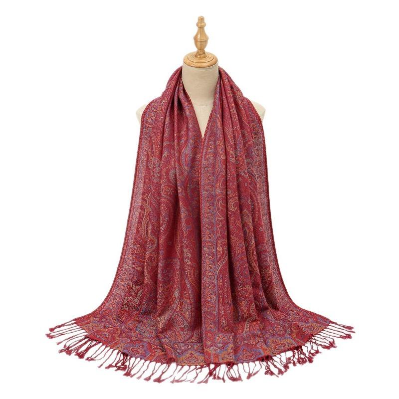 Hot-selling cashew fringed jacquard polyester long towel air-conditioned room with warm women's shawl scarf