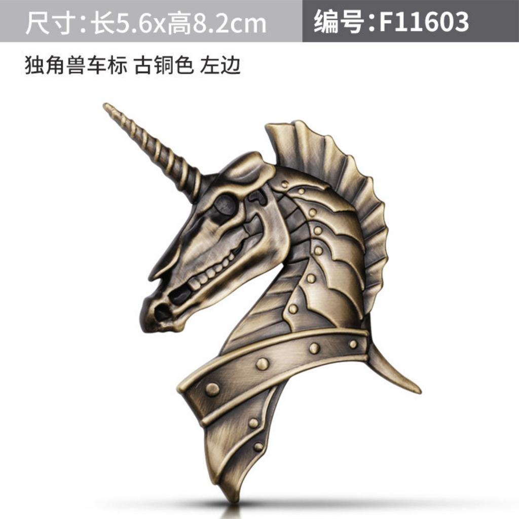 2 Stück 3D Metall Antikes Kriegspferd Abzeichen Aufkleber Tier Einhorn Emblem Aufkleber Auto Automobil Styling Zubehör