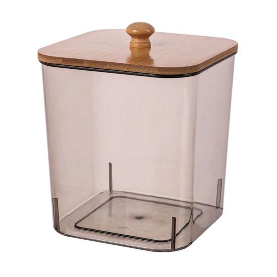 Wäscheperlen Aufbewahrungsbox mit Bambusdeckel Große Öffnung Acrylbehälter Waschpulverperlen Feuchtigkeitsgeschützter Organizer